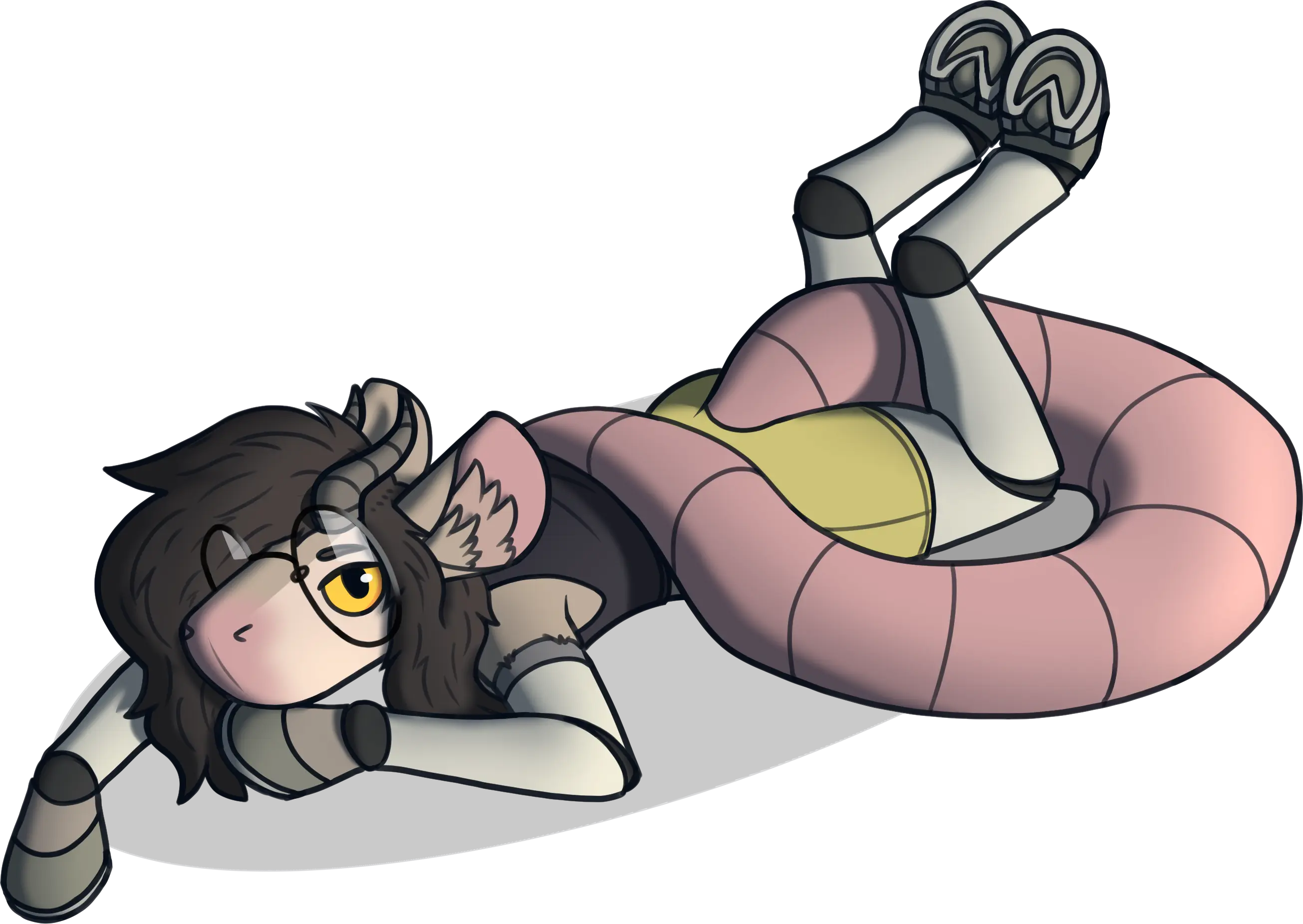 pebble lounging, looking at the viewer