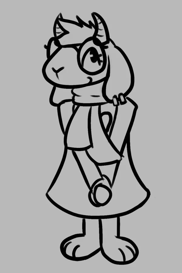 a simple two-color digital doodle of ralsei from deltarune. they're standing shyly, their hands together in front of them. the style is very cartoonish.