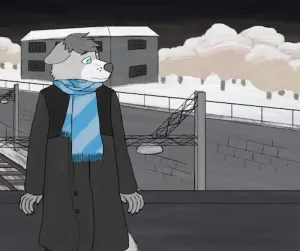 the same as the image before, except this one is missing the shading and lighting, showing how simple the scene appears without those.