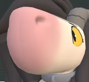 a closeup of the large bulky snout, showing the shading defining a slight crease in the middle of the snout