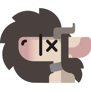 minimalist graphic of pebble's sona in profile with its eye crossed out