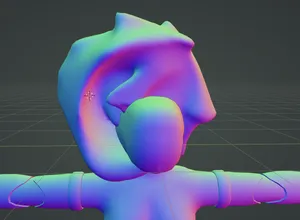 the second attempt at hair, the big blob is now very misshapen in clearly unintended ways.